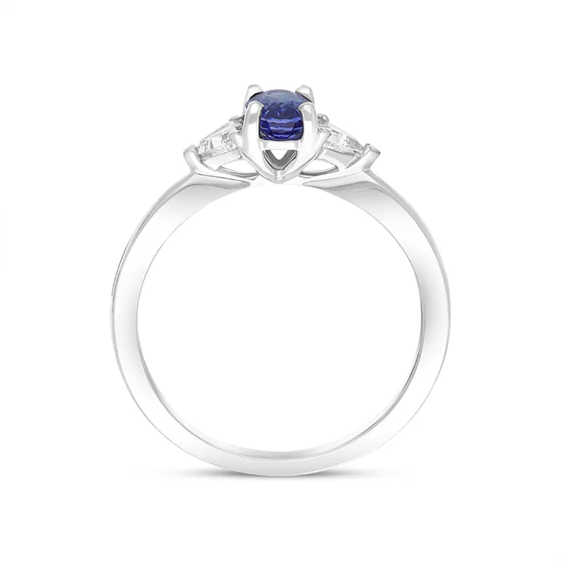 18ct White Gold 0.50ct Sapphire Diamond Round Brilliant and Pear Cut Three Stone Ring sold by Jura Watches product image thumbnail 2