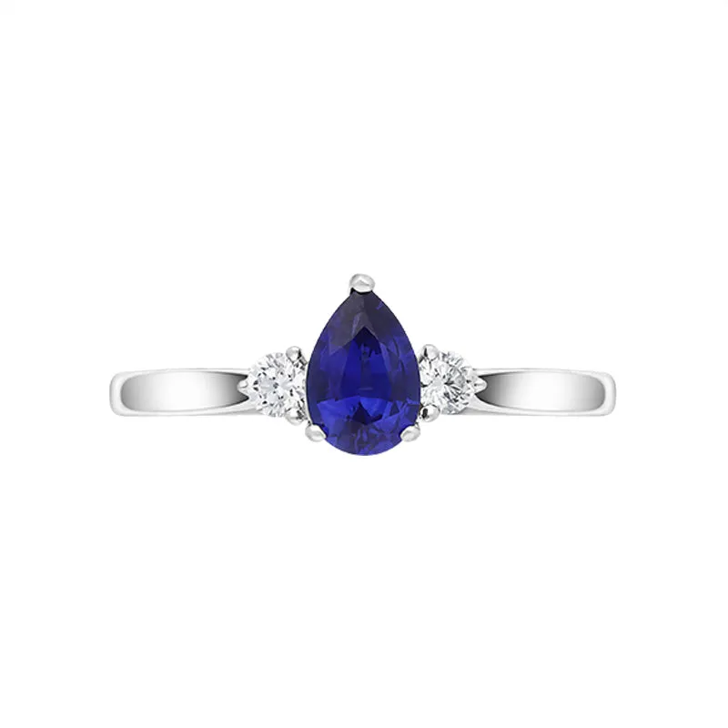 18ct White Gold 0.50ct Sapphire Diamond Round Brilliant and Pear Cut Three Stone Ring sold by Jura Watches product image thumbnail 3