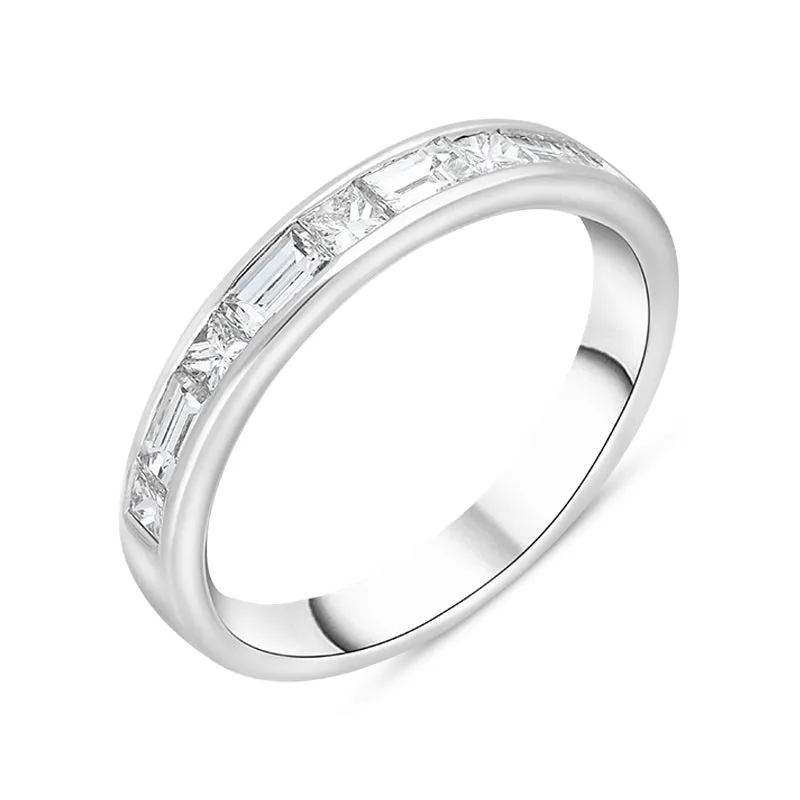 Platinum 0.93ct Diamond Princess and Baguette Cut Channel Set Half Eternity Ring sold by Jura Watches