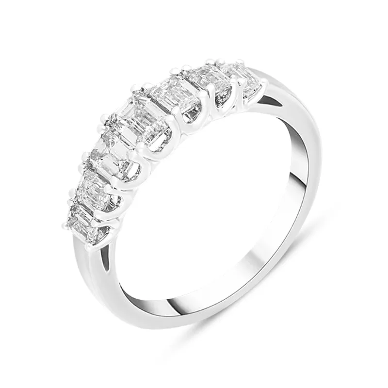 Platinum 1.16ct Diamond Emerald Cut Graduated Half Eternity Ring sold by Jura Watches