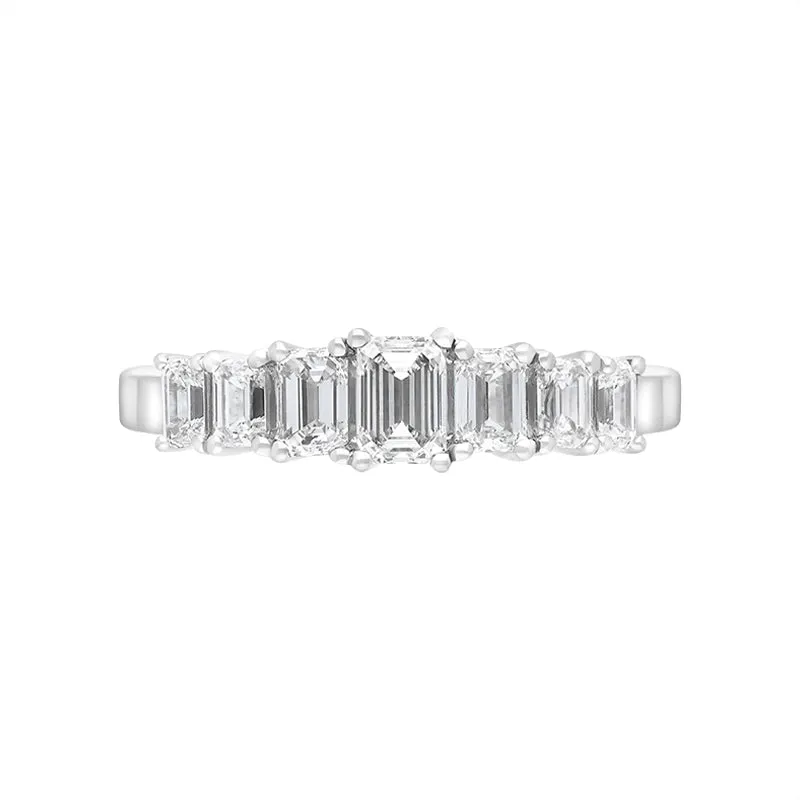 Platinum 1.16ct Diamond Emerald Cut Graduated Half Eternity Ring sold by Jura Watches product image thumbnail 3