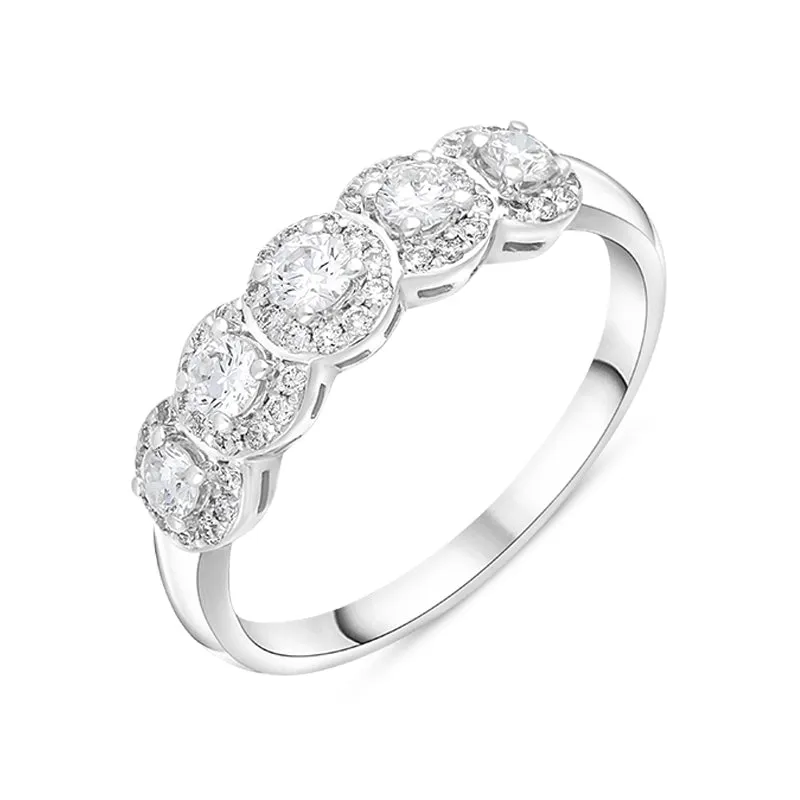 18ct White Gold 0.50ct Diamond Pave Cluster Half Eternity Ring sold by Jura Watches