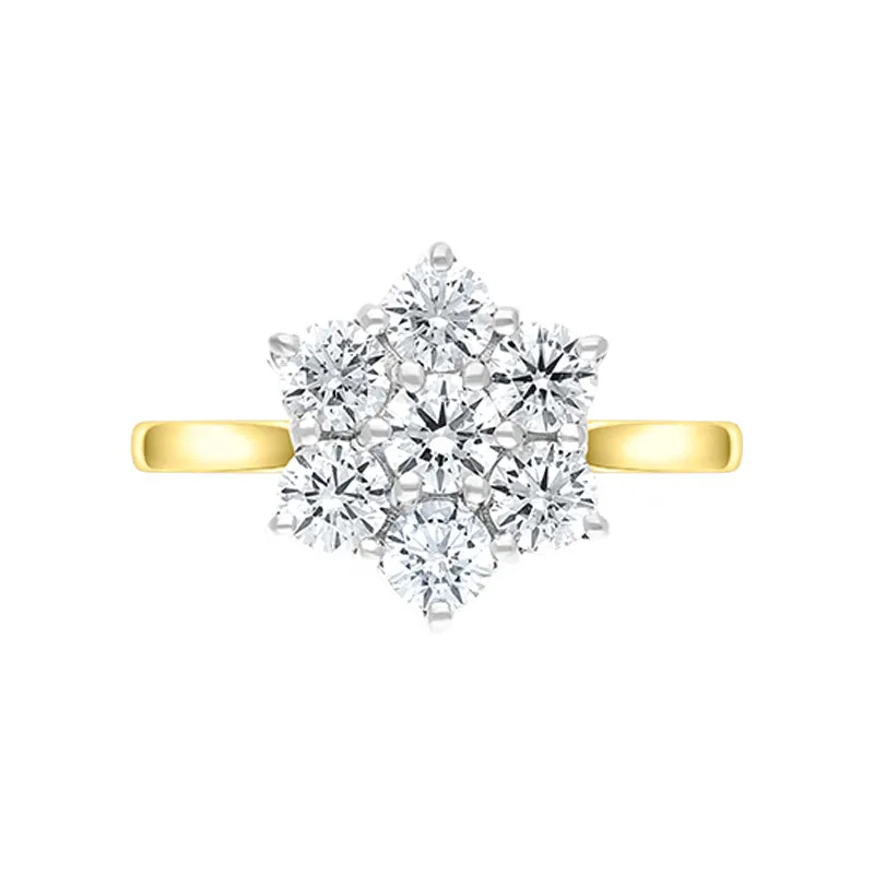 18ct Yellow Gold 1.00ct Diamond Flower Cluster Ring sold by Jura Watches product image thumbnail 3