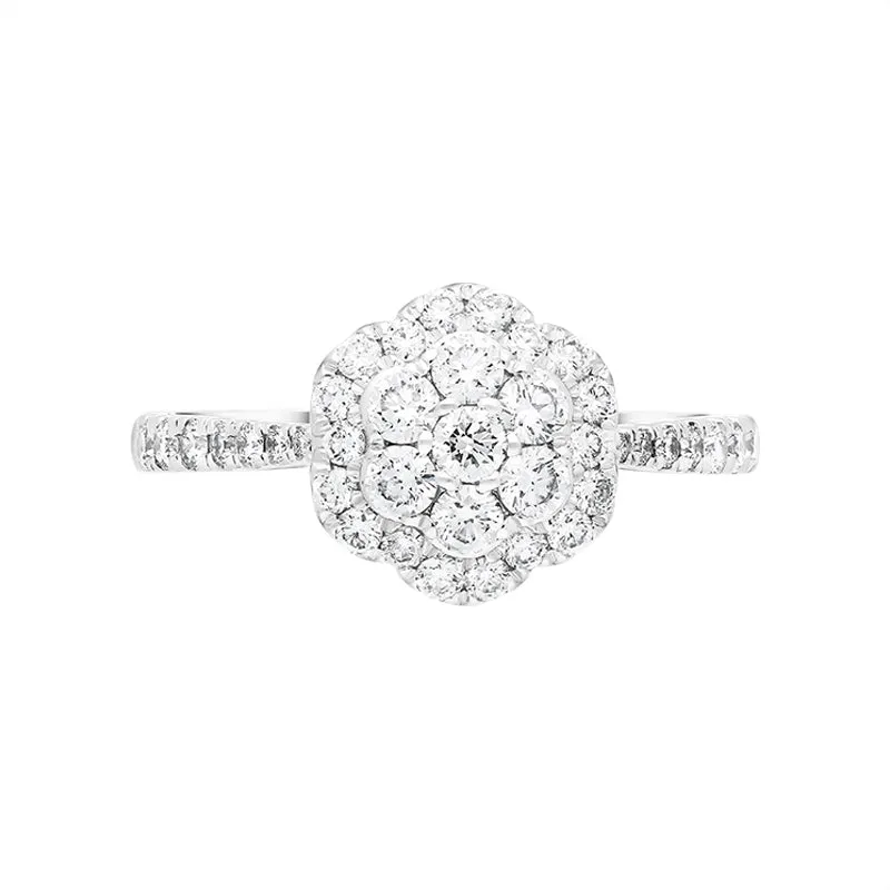 Platinum 0.68ct Diamond Shoulder Set Cluster Ring sold by Jura Watches product image thumbnail 3
