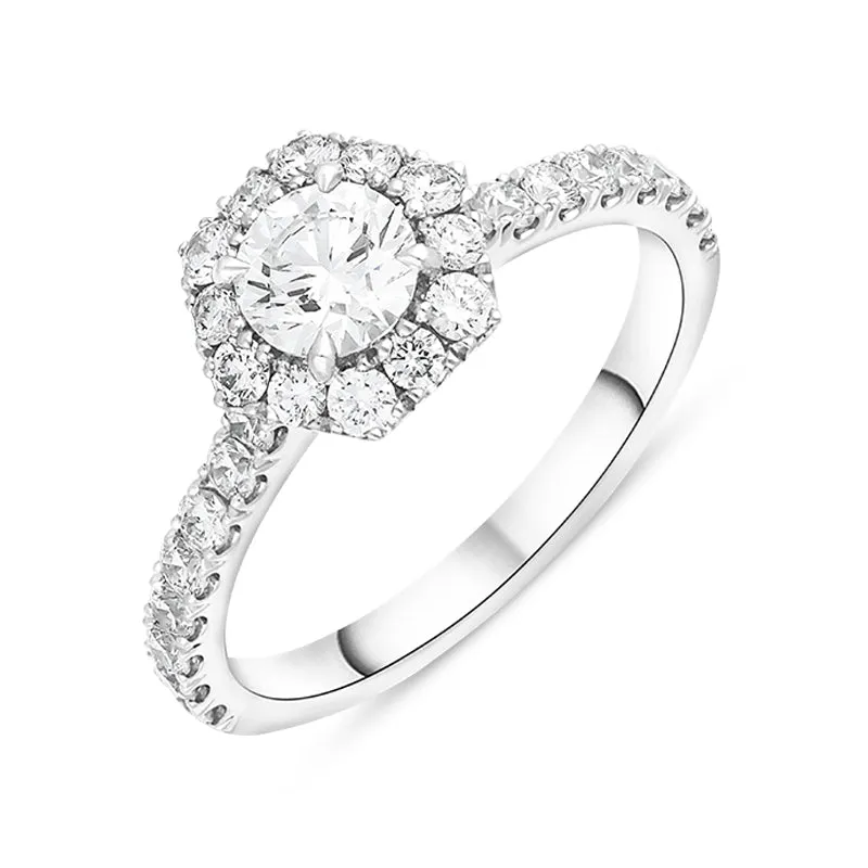 Platinum 1.10ct Diamond Shoulder Set Hexagonal Cluster Ring sold by Jura Watches