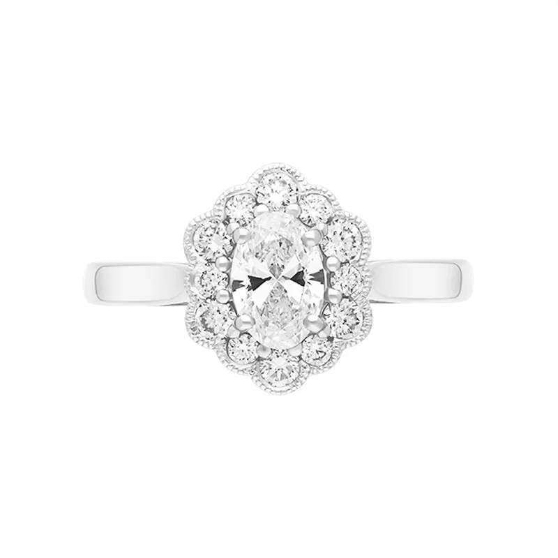 Platinum 1.00ct Diamond Oval Cluster Ring sold by Jura Watches product image thumbnail 2