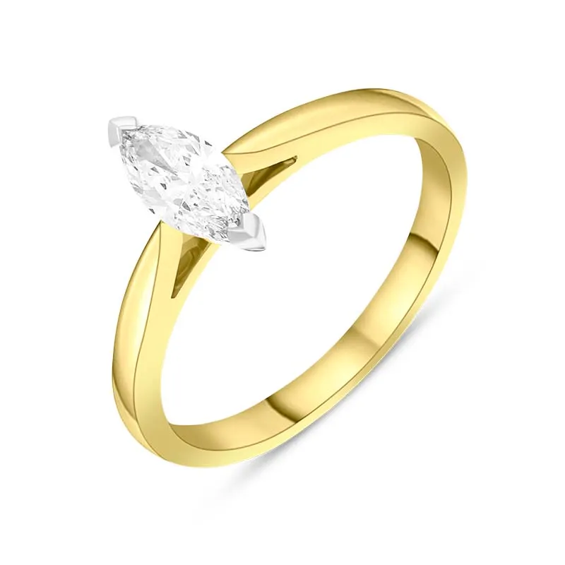 18ct Yellow Gold 0.42ct Diamond Marquise Cut Solitaire Ring sold by Jura Watches
