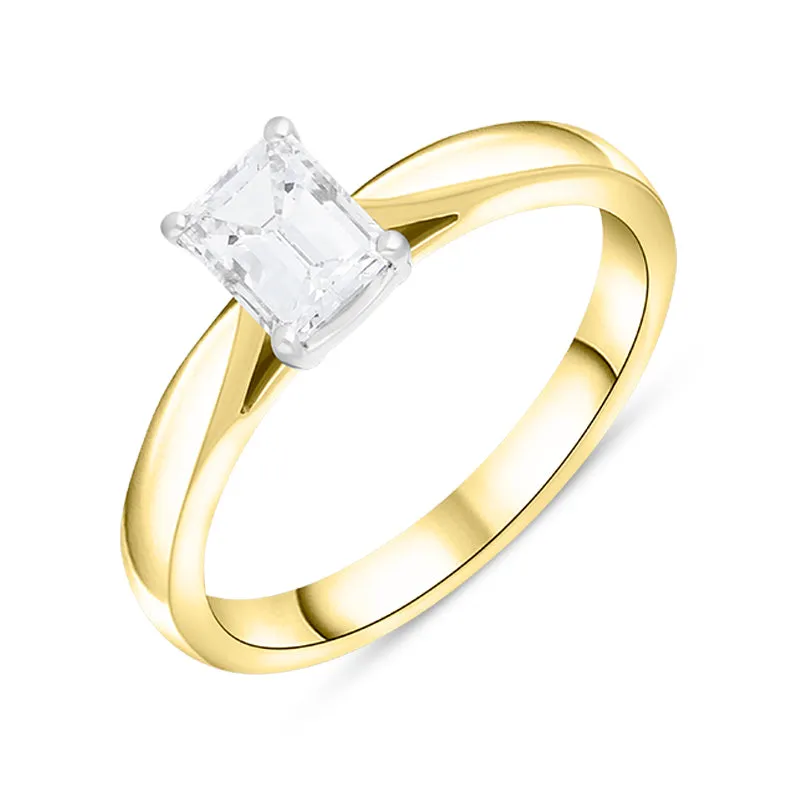 18ct Yellow Gold 1.00ct Diamond Emerald Cut Solitaire Ring sold by Jura Watches