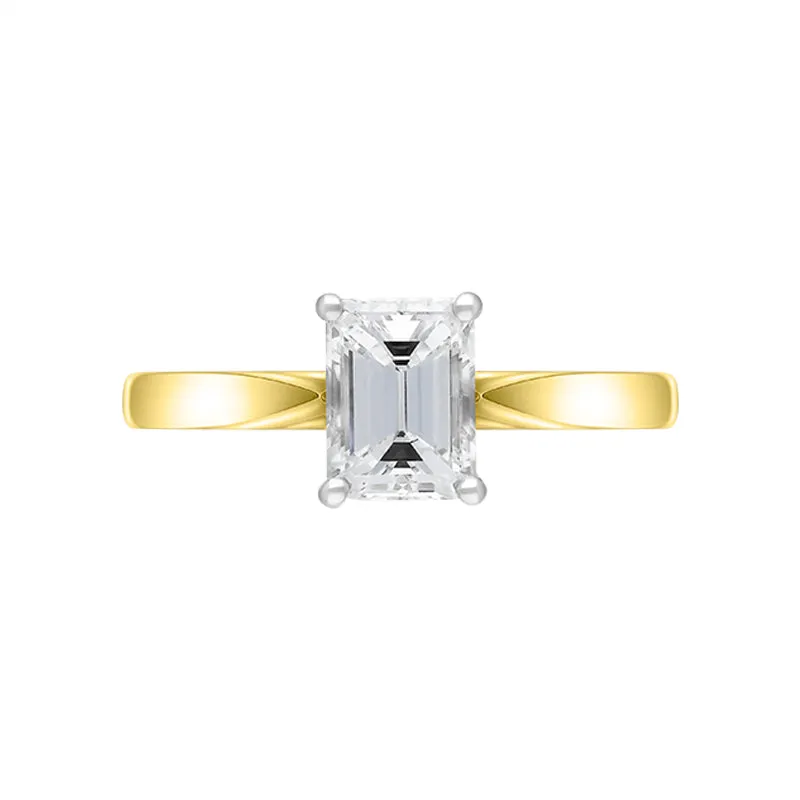 18ct Yellow Gold 1.00ct Diamond Emerald Cut Solitaire Ring sold by Jura Watches product image thumbnail 2