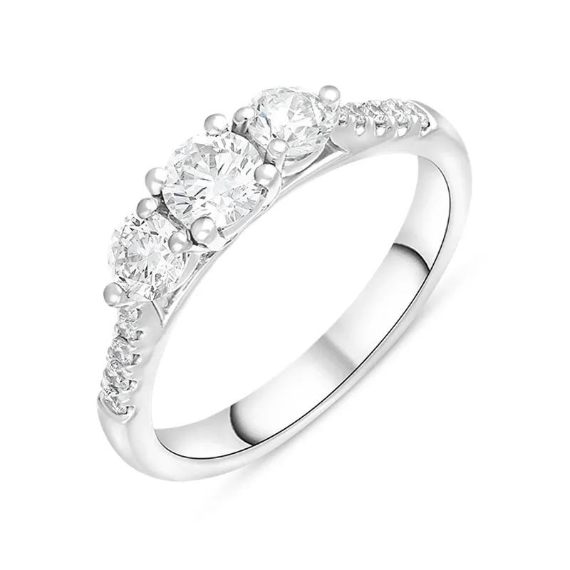Platinum 0.85ct Diamond Shoulder Set Three Stone Ring sold by Jura Watches