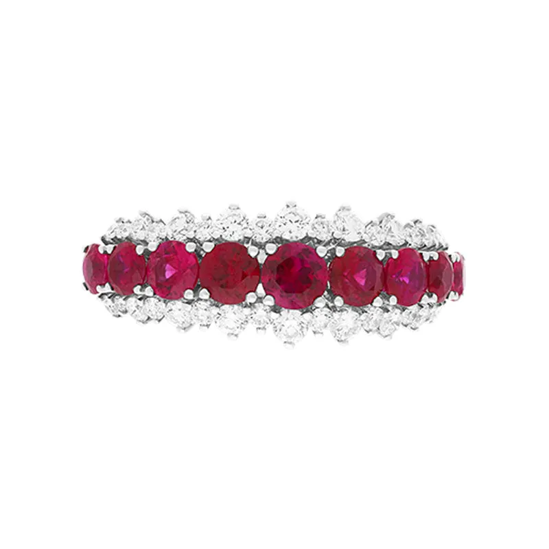 Picchiotti 18ct White Gold Ruby Diamond Three Row Half Eternity Ring D sold by Jura Watches product image thumbnail 2