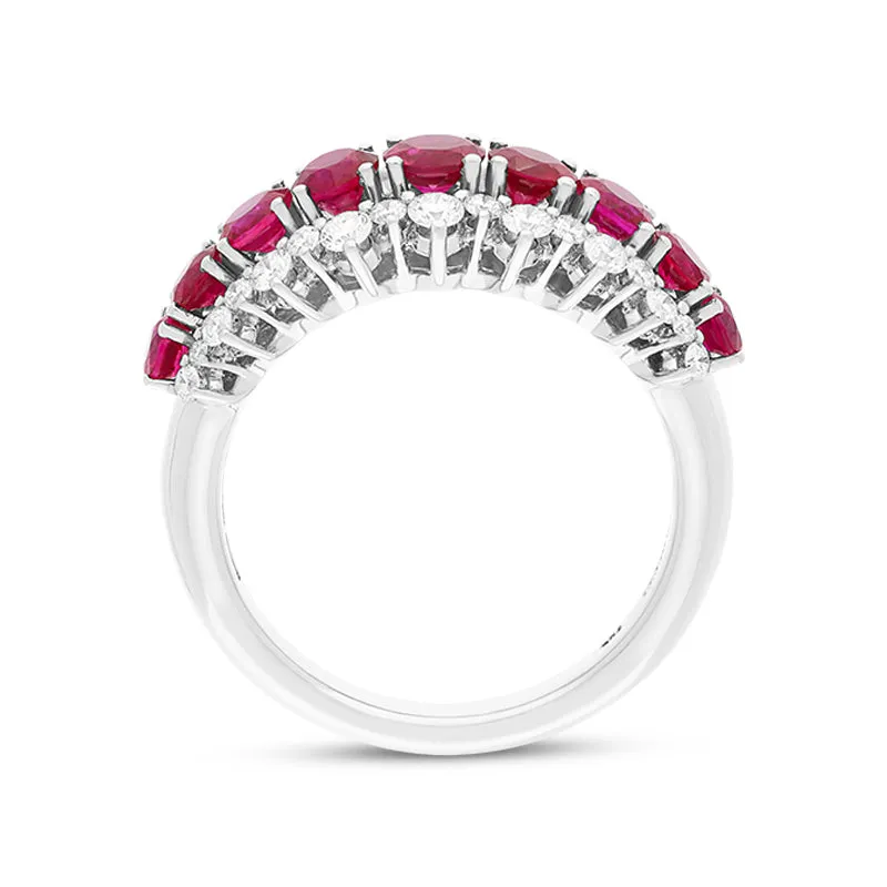 Picchiotti 18ct White Gold Ruby Diamond Three Row Half Eternity Ring D sold by Jura Watches product image thumbnail 3