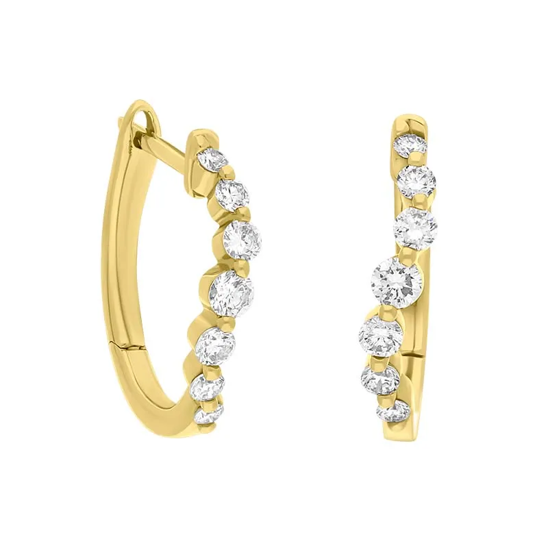 18ct Yellow Gold Diamond 0.32ct Claw Set Hoop Earrings sold by Jura Watches