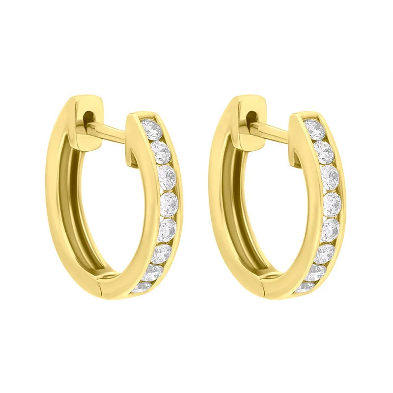 18ct Yellow Gold Diamond 0.24ct Channel Set Hoop Earrings sold by Jura Watches product image thumbnail 2