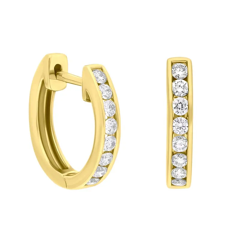 18ct Yellow Gold Diamond 0.24ct Channel Set Hoop Earrings sold by Jura Watches