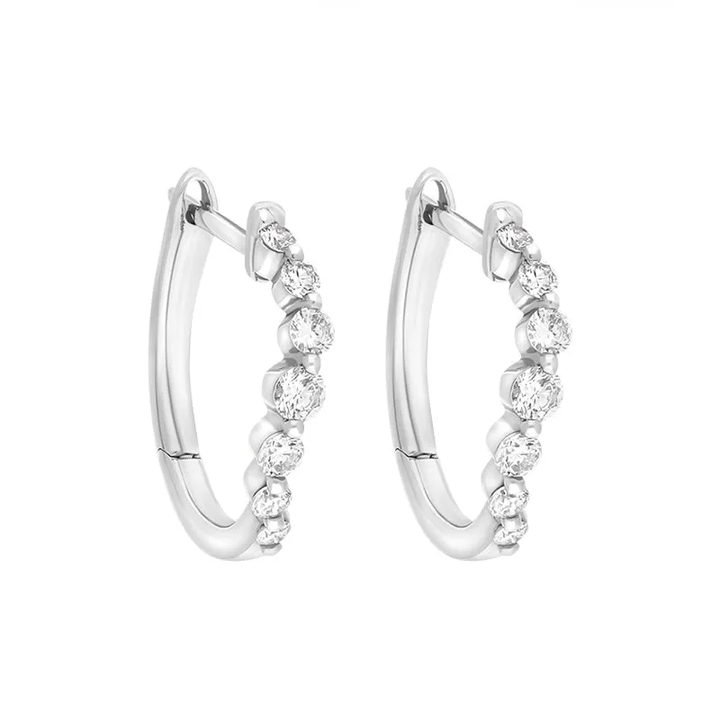 18ct White Gold Diamond 0.32ct Claw Set Hoop Earrings sold by Jura Watches product image thumbnail 2