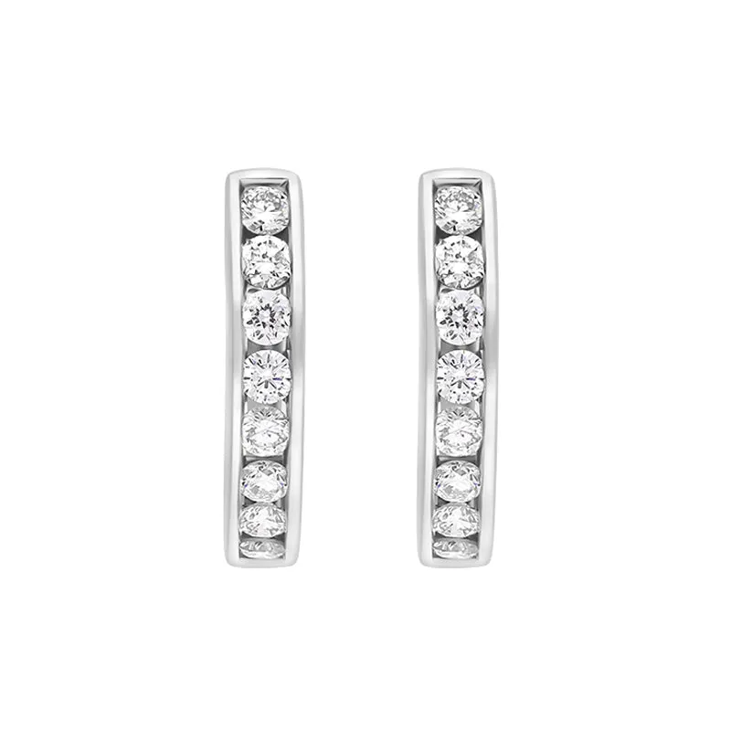 18ct White Gold Diamond 0.24ct channel Set Hoop Earrings sold by Jura Watches product image thumbnail 2