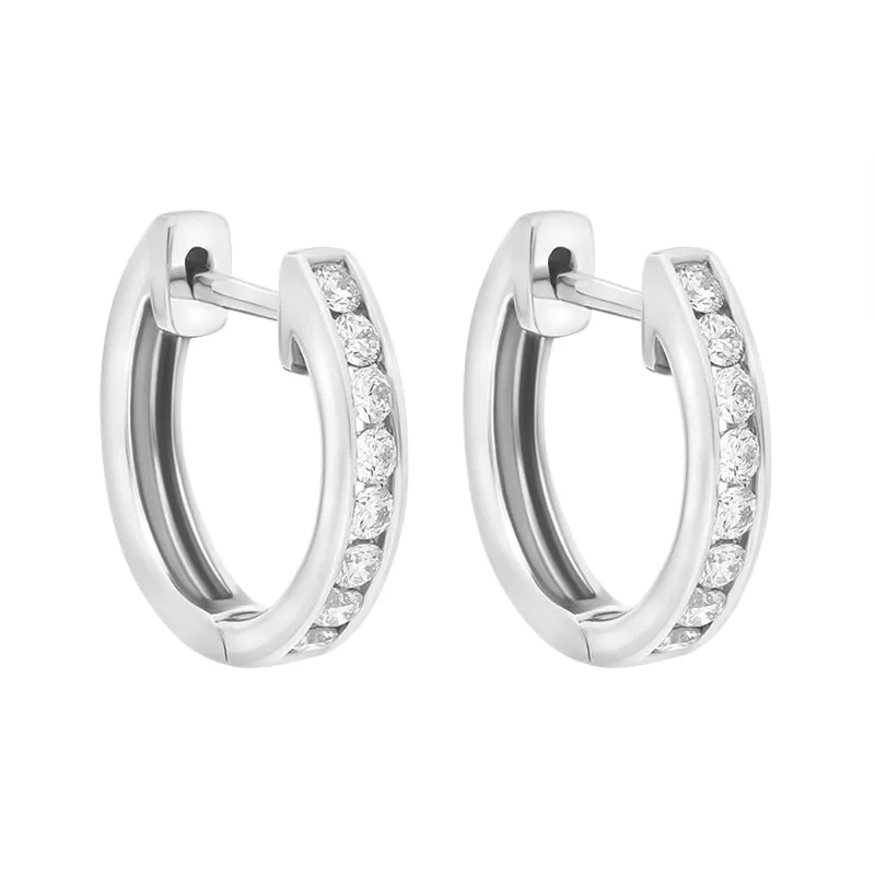 18ct White Gold Diamond 0.24ct channel Set Hoop Earrings sold by Jura Watches product image thumbnail 3