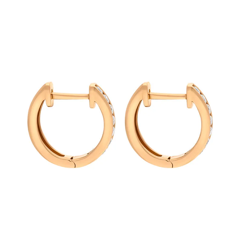 18ct Rose Gold Diamond 0.25ct Channel Set Hoop Earrings sold by Jura Watches product image thumbnail 4