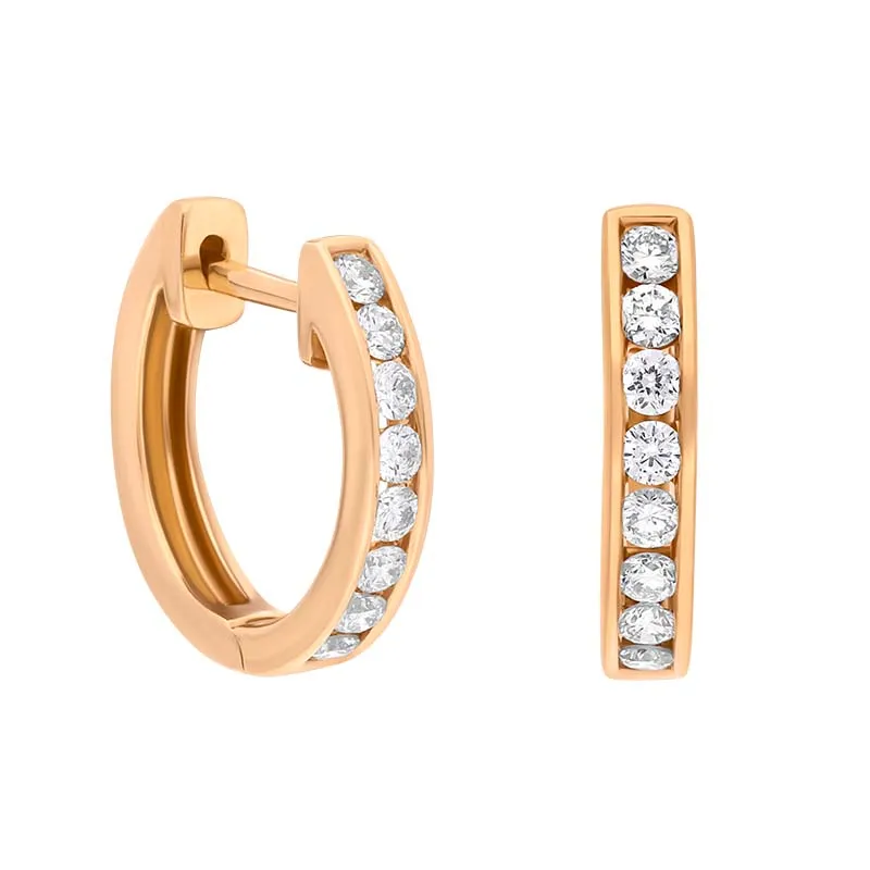 18ct Rose Gold Diamond 0.25ct Channel Set Hoop Earrings sold by Jura Watches