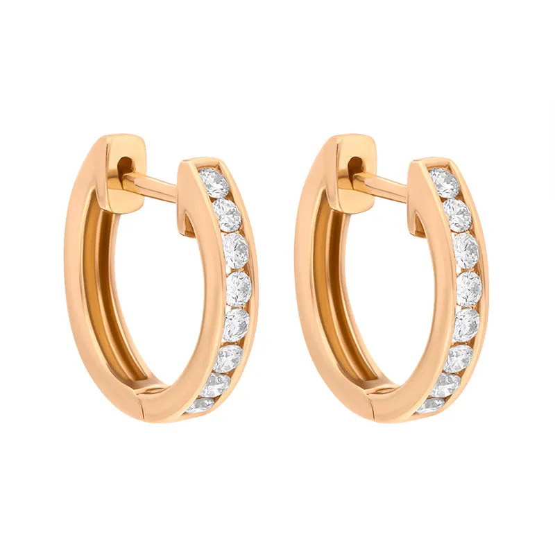 18ct Rose Gold Diamond 0.25ct Channel Set Hoop Earrings sold by Jura Watches product image thumbnail 2