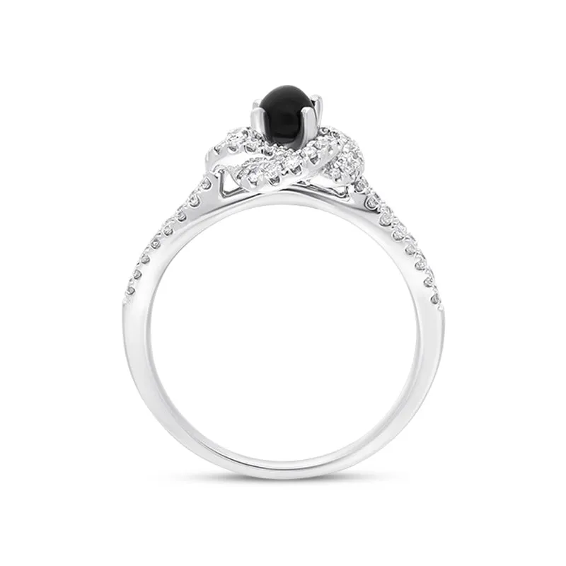 18ct White Yellow Gold Whitby Jet 0.39ct Diamond Knot Ring sold by Jura Watches product image thumbnail 2