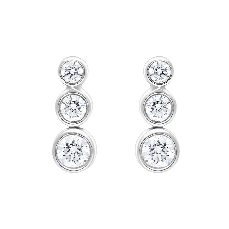 18ct White Gold 0.42ct Diamond Graduated Trilogy Earrings sold by Jura Watches
