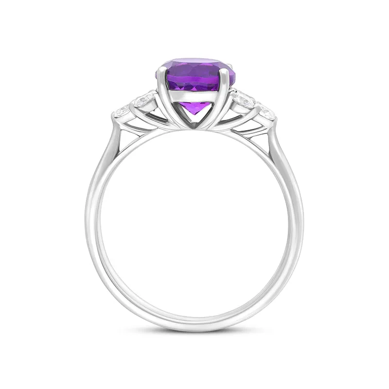 18ct White Gold 1.30ct Amethyst Diamond Cluster Round Cut Ring sold by Jura Watches product image thumbnail 2