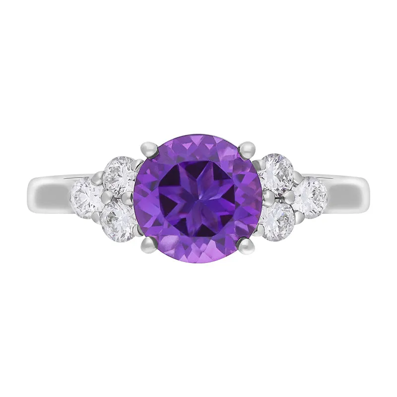 18ct White Gold 1.30ct Amethyst Diamond Cluster Round Cut Ring sold by Jura Watches product image thumbnail 3