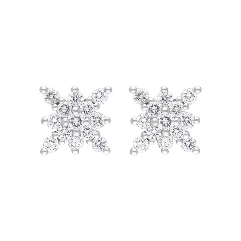 18ct White Gold 0.68ct Diamond Star Cluster Earrings sold by Jura Watches