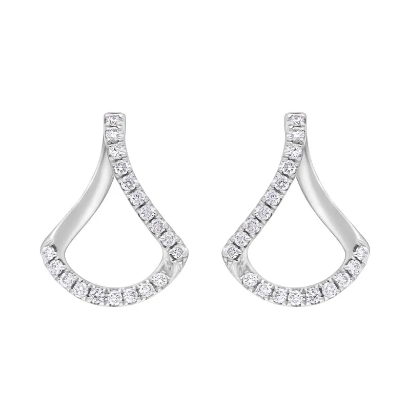 18ct White Gold 0.30ct Diamond Open Bell Shaped Earrings sold by Jura Watches