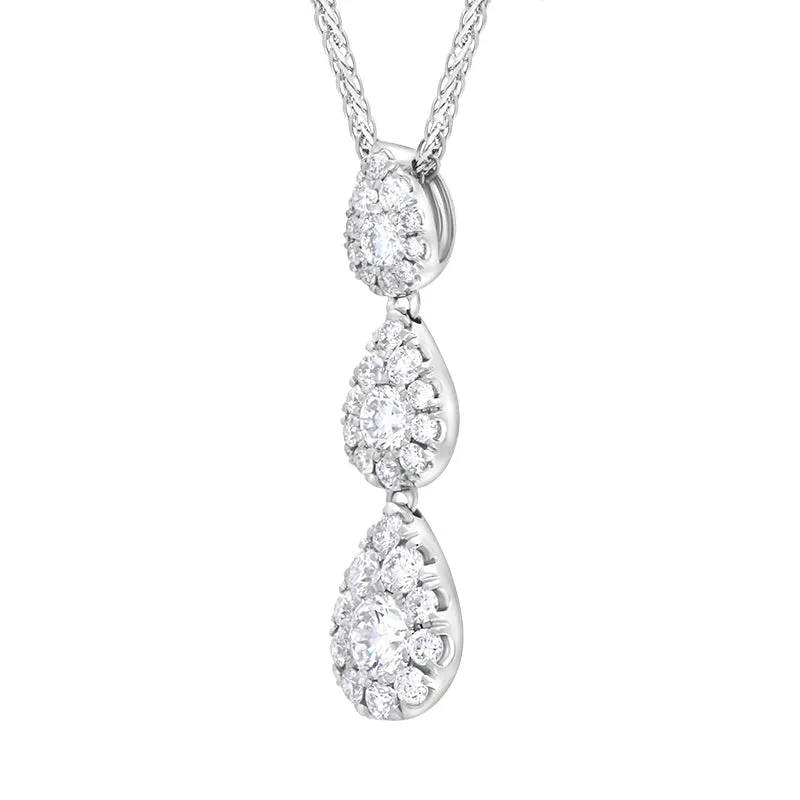 18ct White Gold 0.89ct Diamond Triple Drop Pave Cluster Pendant sold by Jura Watches product image thumbnail 2