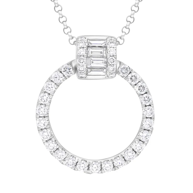 18ct White Gold 0.47ct Diamond Circle Pendant Necklace sold by Jura Watches