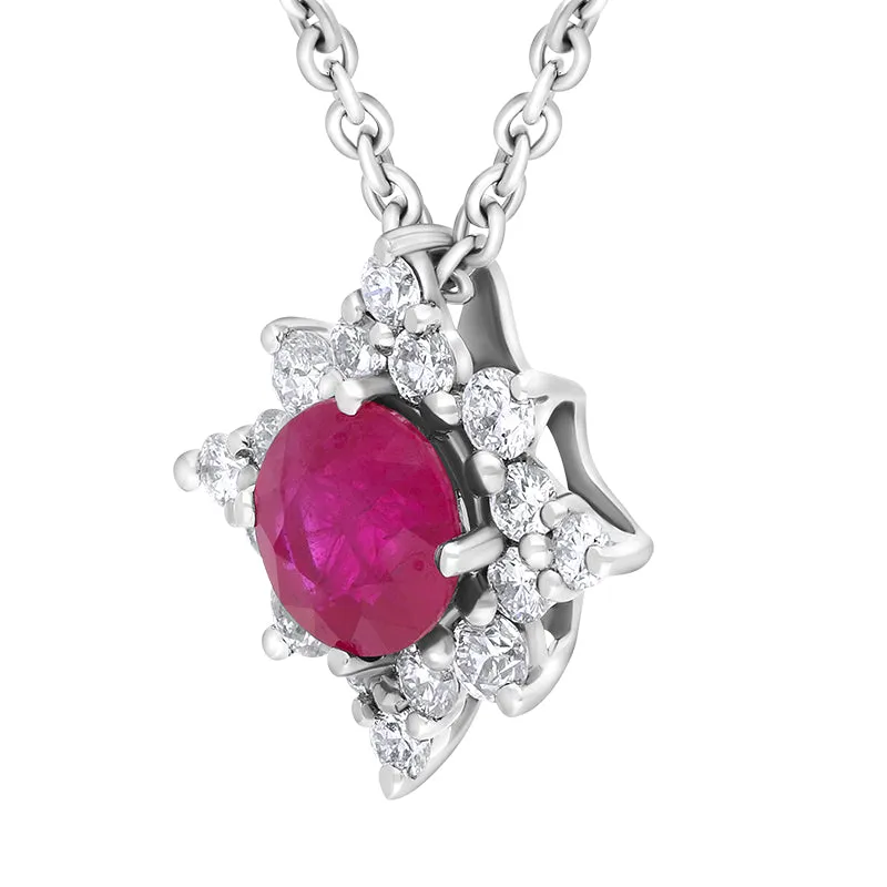 18ct White Gold Ruby Diamond Cluster Star Pendant Necklace sold by Jura Watches product image thumbnail 2