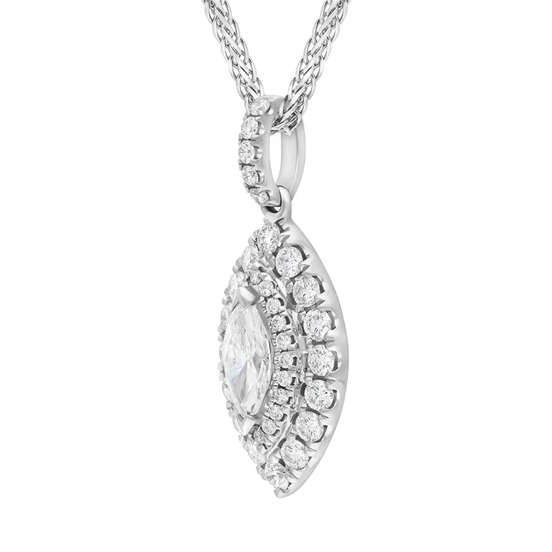 18ct White Gold Diamond Marquise Cut Two Row Cluster Pendant Necklace sold by Jura Watches product image thumbnail 2