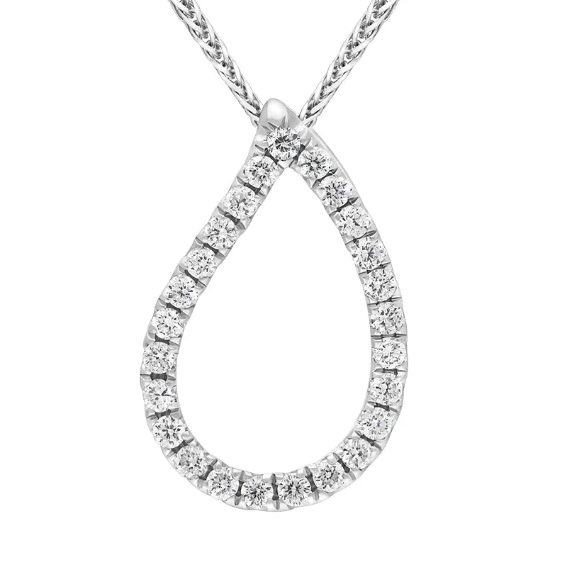 18ct White Gold Diamond Open Pear Shaped Pendant Necklace sold by Jura Watches
