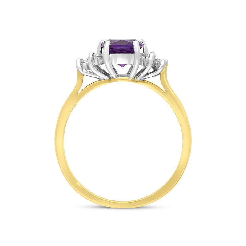 18ct Yellow Gold 1.01ct Amethyst Diamond Cluster Oval Cut Ring sold by Jura Watches product image thumbnail 2