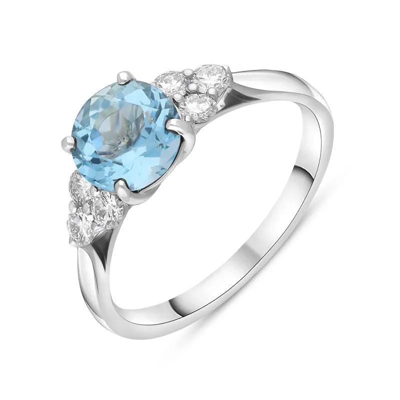 18ct White Gold 1.10ct Aquamarine Diamond Cluster Round Cut Ring sold by Jura Watches