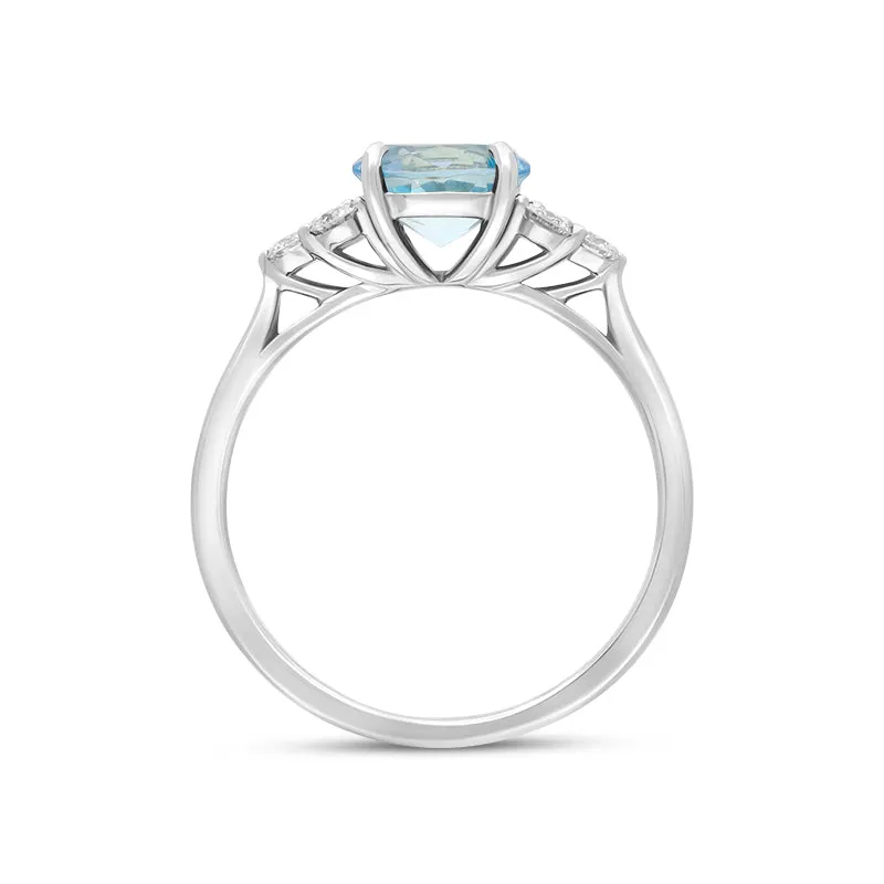 18ct White Gold 1.10ct Aquamarine Diamond Cluster Round Cut Ring sold by Jura Watches product image thumbnail 2