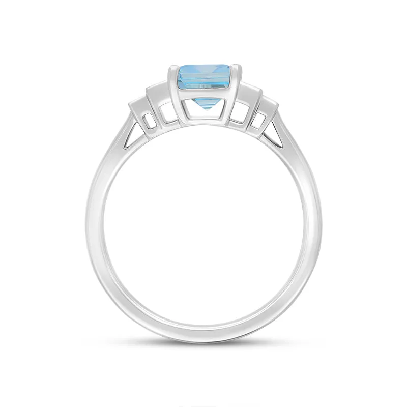 Platinum 1.46ct Aquamarine Diamond Five Stone Emerald Cut Ring sold by Jura Watches product image thumbnail 2