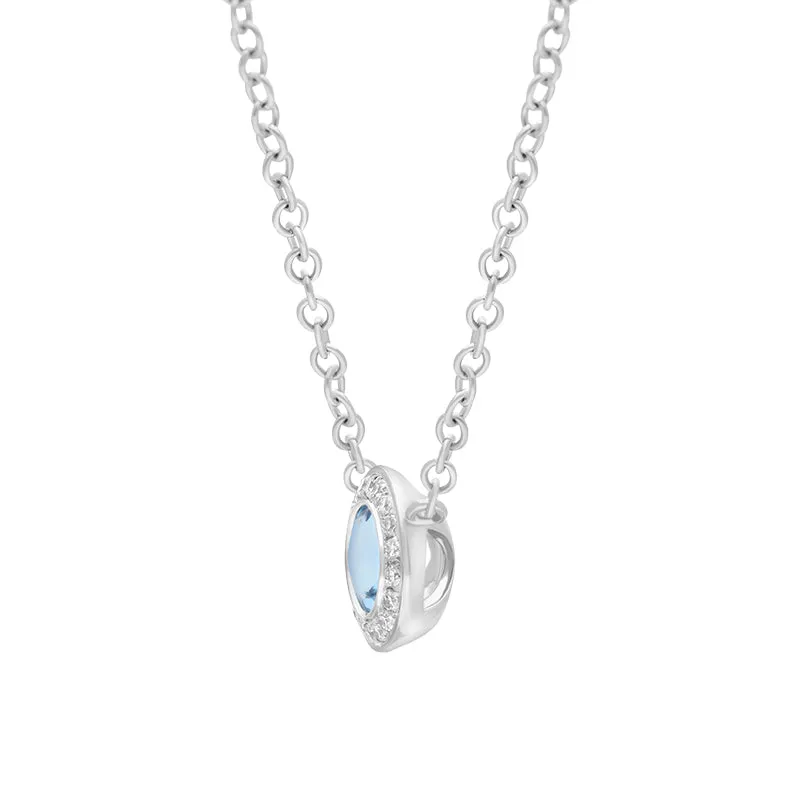 18ct White Gold Aquamarine Diamond Cluster Necklace sold by Jura Watches product image thumbnail 2
