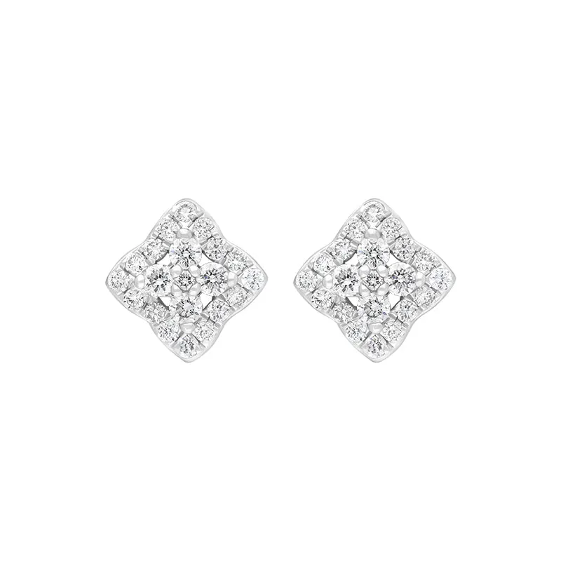 18ct White Gold 0.33ct Diamond Square Cluster Stud Earrings sold by Jura Watches