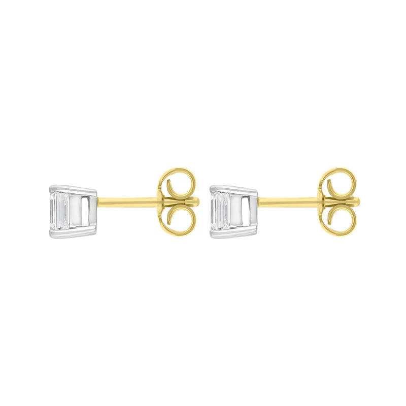 18ct Yellow and White Gold 0.64ct Diamond Emerald Cut Solitaire Stud Earrings sold by Jura Watches product image thumbnail 2