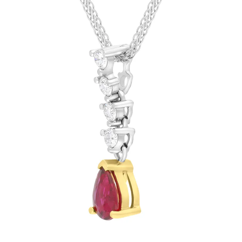 18ct White and Yellow Gold Ruby Diamond Drop Necklace sold by Jura Watches product image thumbnail 2