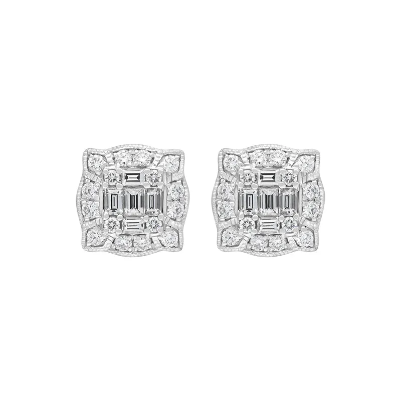 18ct White Gold 0.58ct Diamond Cluster Stud Earrings sold by Jura Watches