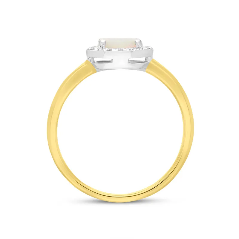 18ct Yellow Gold Opal Diamond Round Halo Ring sold by Jura Watches product image thumbnail 2