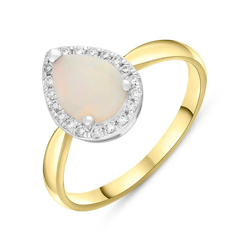 18ct Yellow Gold Opal Diamond Pear Cut Cluster Ring sold by Jura Watches