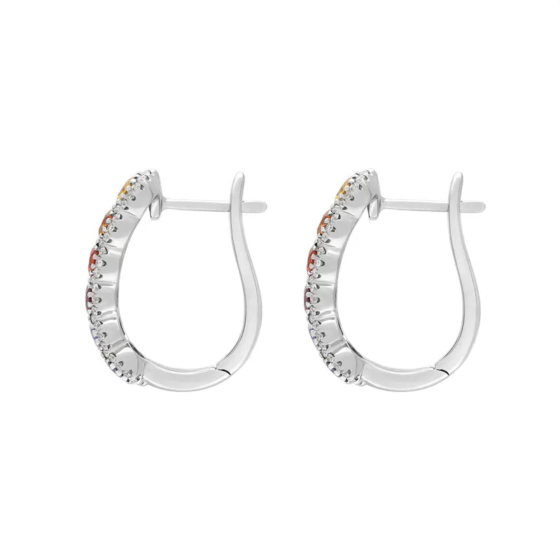 18ct White Gold Diamond Multicoloured Sapphire Hoop Earrings sold by Jura Watches product image thumbnail 2