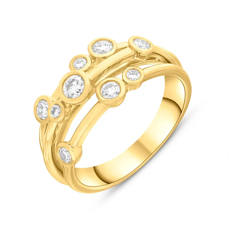 18ct Yellow Gold 0.54ct Diamond Three Row Bubble Ring sold by Jura Watches