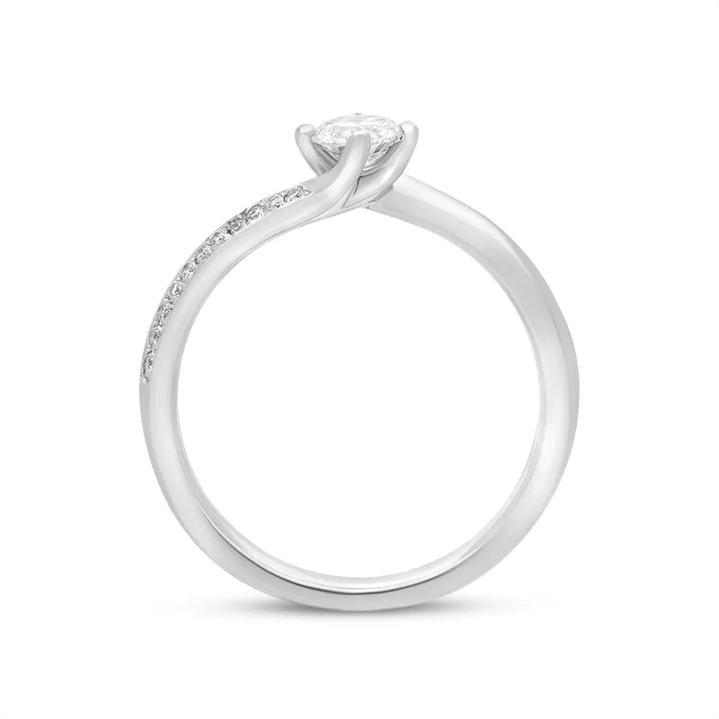 Platinum 0.39ct Diamond Shoulder Set Twist Solitaire Ring sold by Jura Watches product image thumbnail 2